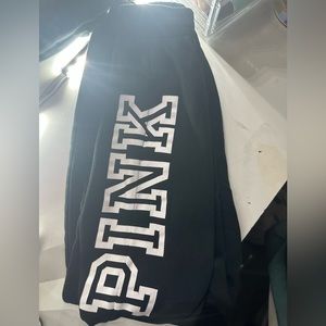 PINK LOGO SWEATPANTS IN BLACK